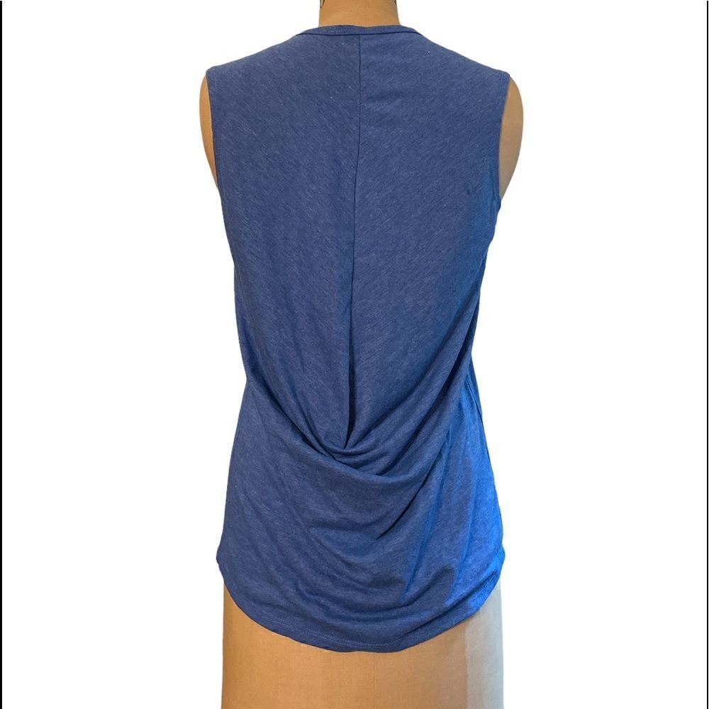 Blue draping back yoga top